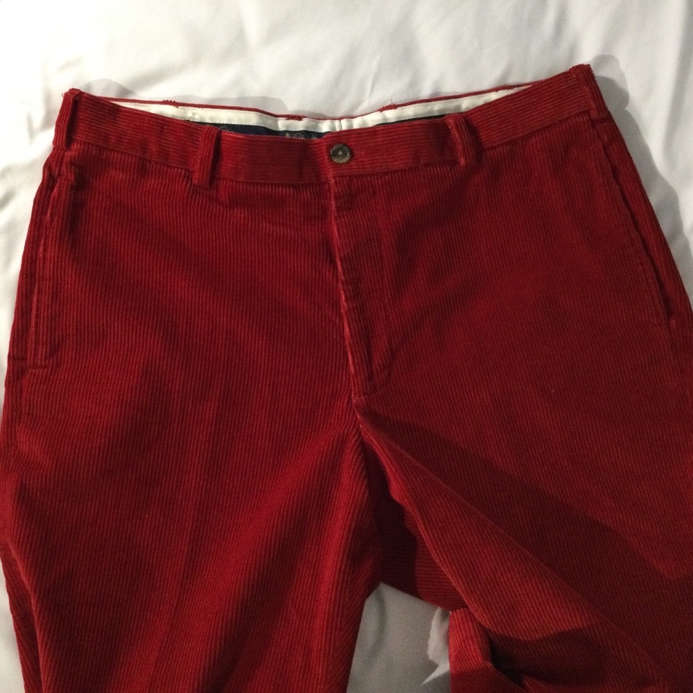 Brooks Brothers Flat Front Red Corduroy Pants 38 - Picture 7 of 14